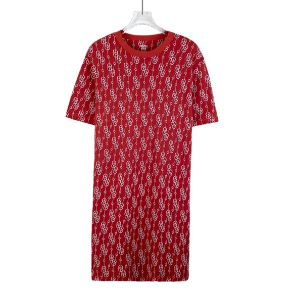Hermes Cliquetis Red cotton short-sleeve dress - Picture 1 of 7